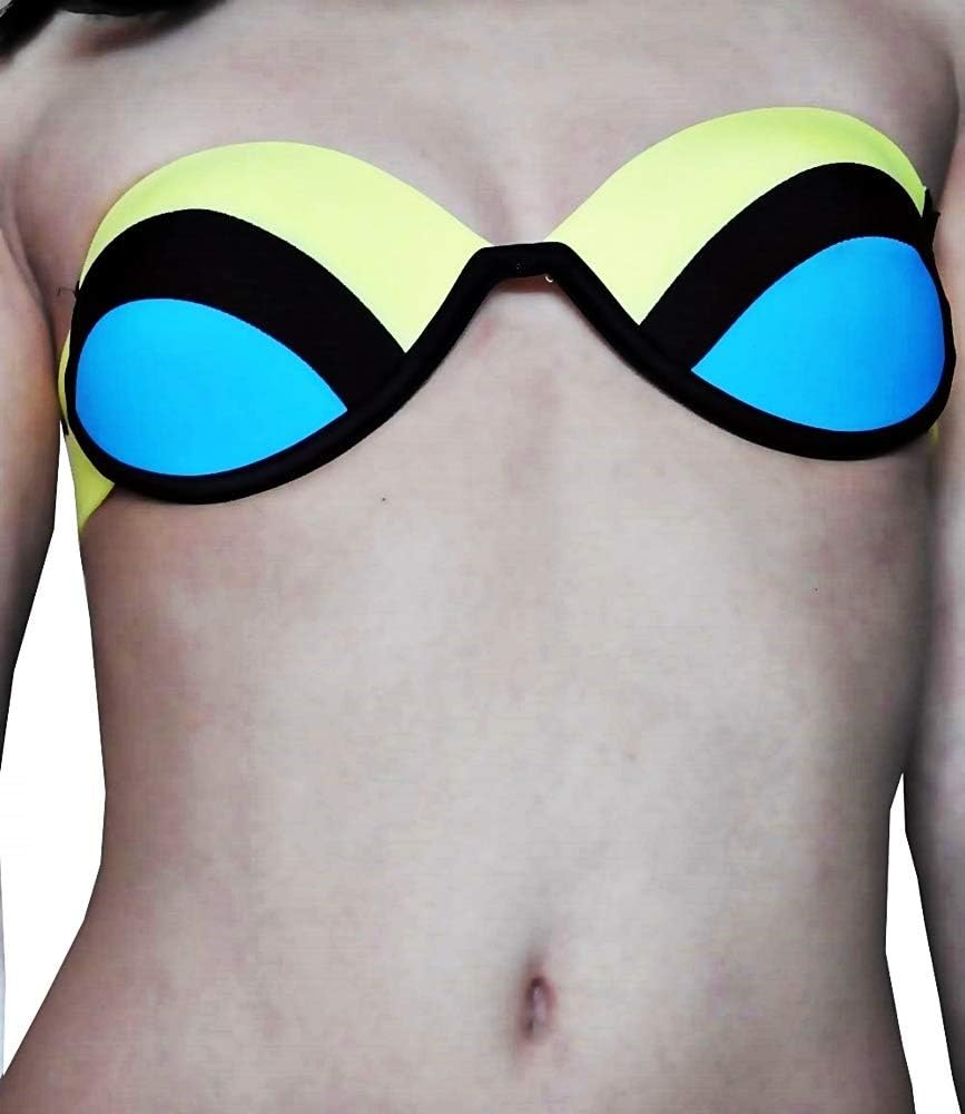 Badeanzug - Zwei Stücke - Bikini - Erwachsene Frau - Mädchen - sexy - blau und gelb - Geburtstagsges