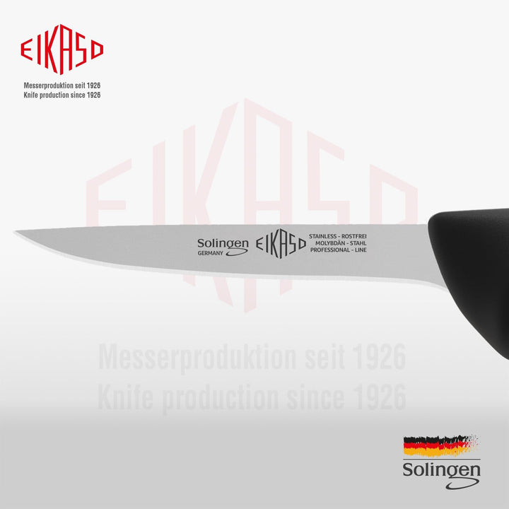 EIKASO Solingen Ausbeinmesser gerade 13cm Klinge steif aus Molybdänstahl 1.4116 Profi Fleischmesser