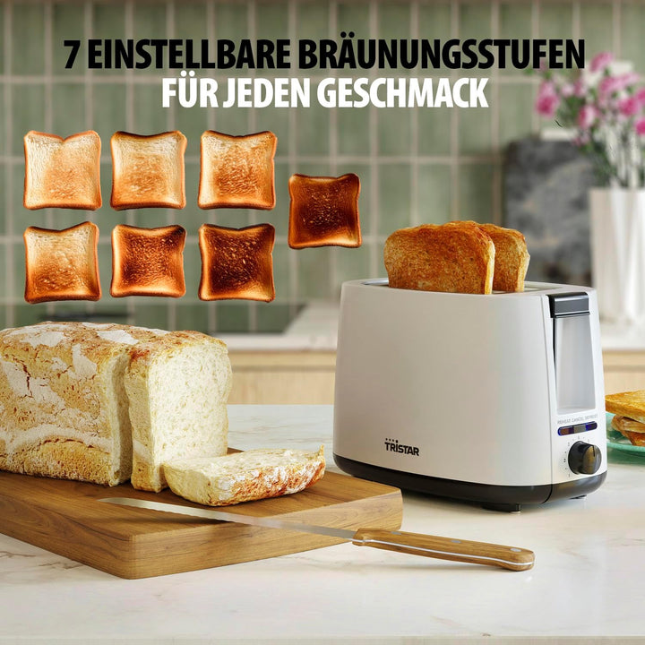 Tristar Toaster, 2 Toastschlitze, 7 Bräunungsstufen, Brötchenaufsatz, Auftaufunktion, Liftfunktion,
