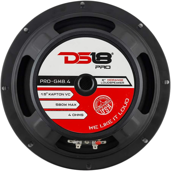 DS18 Car Midrange Speaker 8" Inch 580w Watt 4Ohm Bass Loudspeaker PRO-GM8.4 Classic 8-Inch 4-Ohms, C