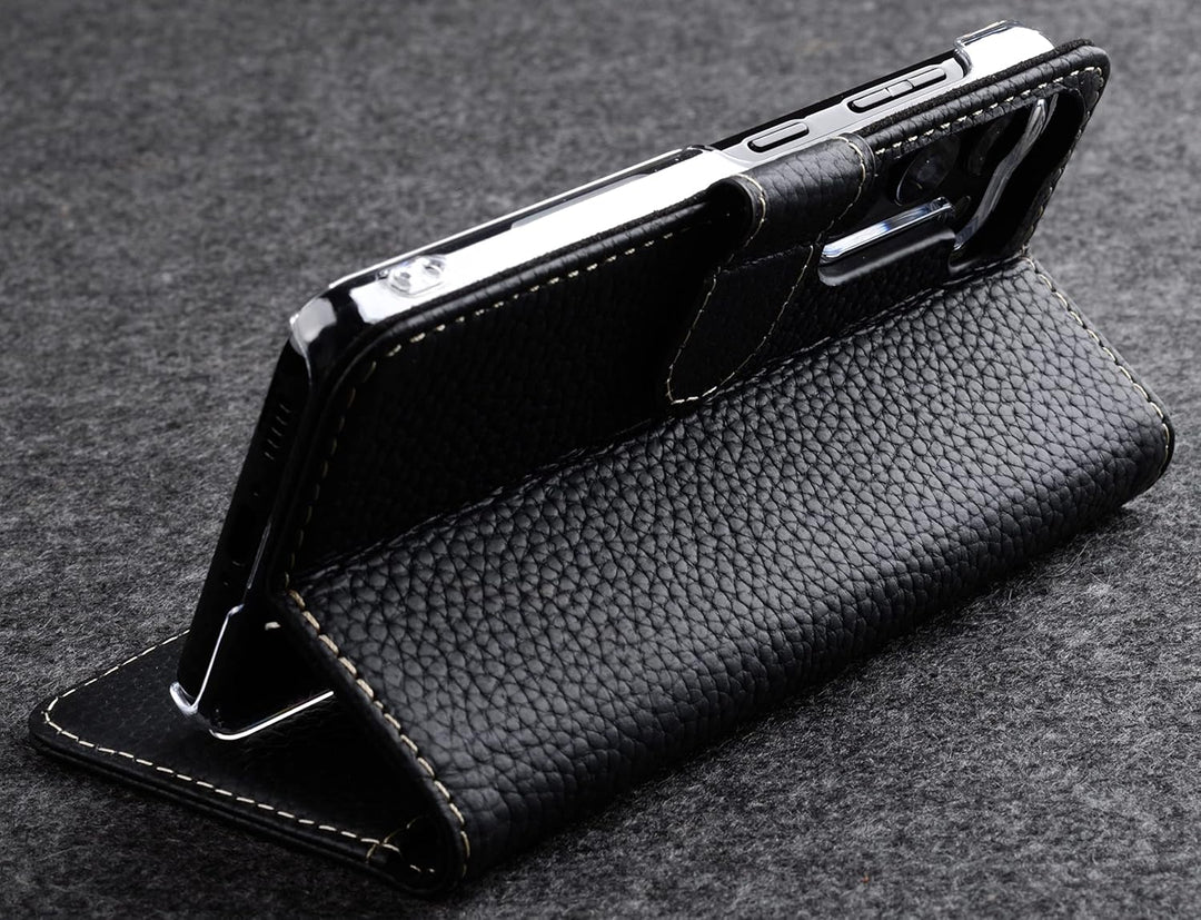 STILGUT Talis kompatibel mit Samsung Galaxy S23 Plus Hülle mit Kartenfach aus Leder, Wallet Case, Le