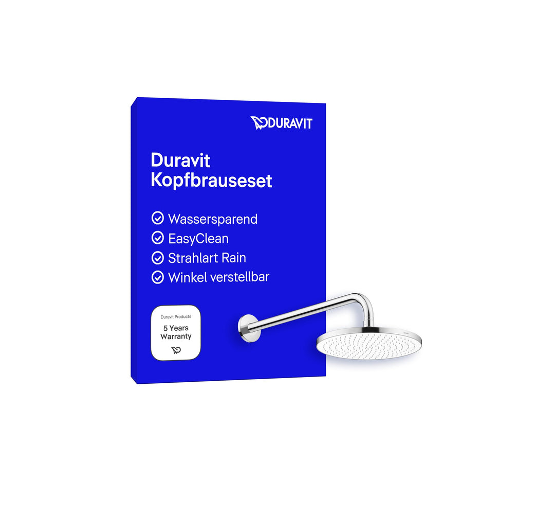 Duravit Universal Kopfbrausenset, Duscharm 410 mm, Duschkopf ((Ø 230 mm), Kopfbrause rund, Armatur i