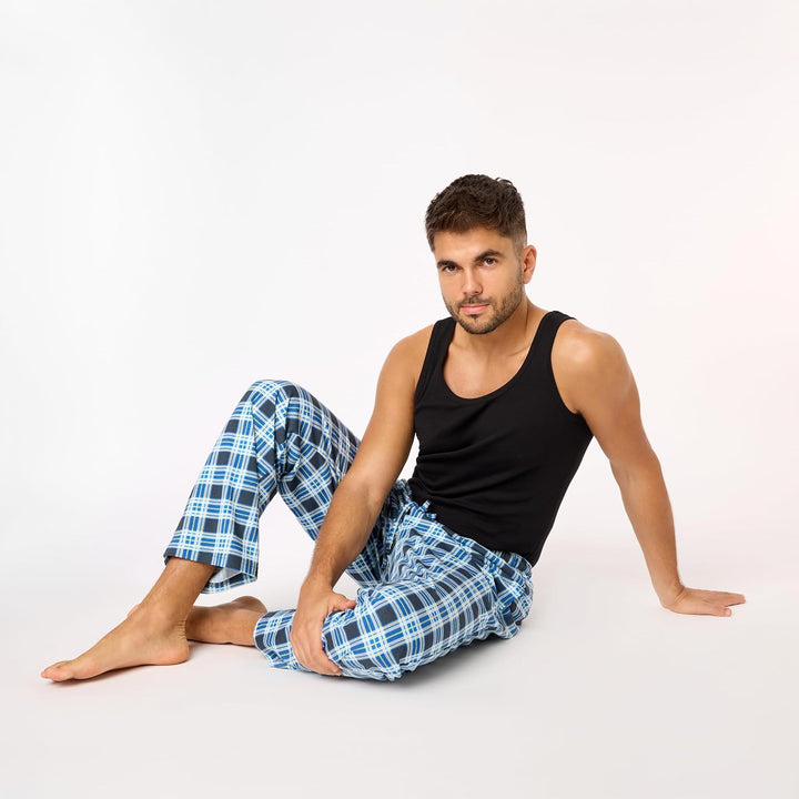 Timone Herren Schlafanzugshose Lang Pyjamahose aus Baumwolle Freizeithose Schlafhose Loungewearhose