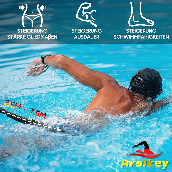 Schwimmgurt für Pool 2.5-7.5M Schwimmtrainer | mit Gurtband und Verstellbarem Gürtel | Erhöht Kraft