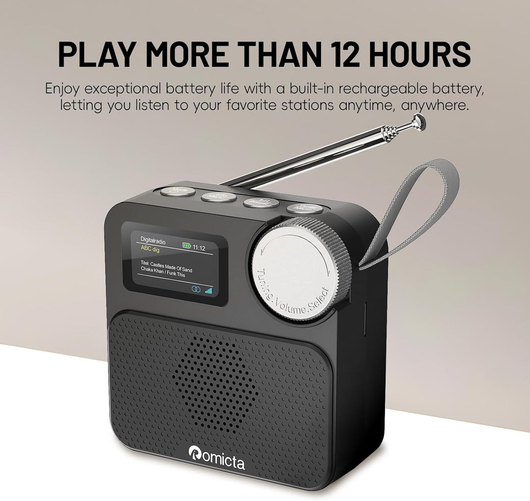 DAB/DAB+ Radio mit Bluetooth 5.0, tragbares Digitalradio mit UKW, Farbdisplay, MicroSD-Karten-Slot,