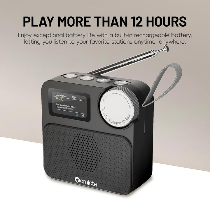 DAB/DAB+ Radio mit Bluetooth 5.0, tragbares Digitalradio mit UKW, Farbdisplay, MicroSD-Karten-Slot,