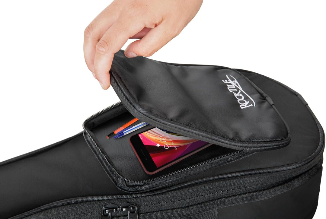 Rocktile Tasche für Sopran-Ukulele Schwarz - Gigbag für Sopran-Ukulele - Maximale Innenmasse (LxBxH)