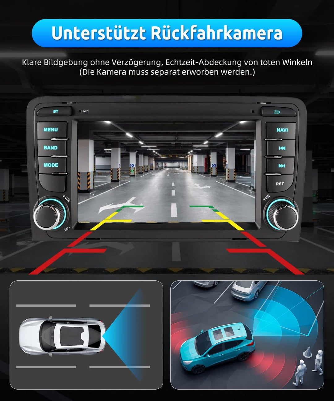 ESSGOO Autoradio für Audi A3 8P, S3 8P, RS3 8PA Black A3, Black A3
