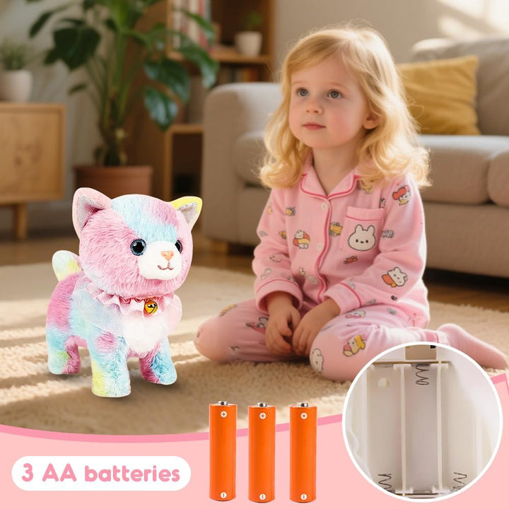 Interaktives Haustier Katze, der Läuft und Bellt | Katze Spielzeug Kinder, Realistische Interaktive