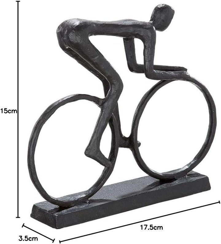 GILDE Design Skulptur Racer brüniert - Figur auf Rennrad - Höhe 15 cm Höhe 15 cm Braun, Höhe 15 cm B
