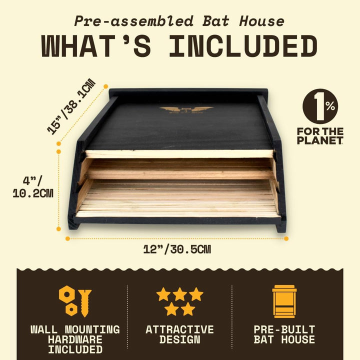 BIGBATBOX -Bat Houses for Outdoors - Proven Bat Box Design, Premium 2-Chamber Cedar Bat House. Enjoy