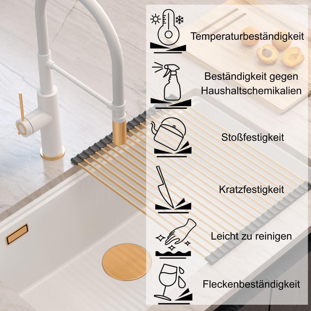 QUADRON | LOGAN 110 | Küchenspüle | 1-Kammer-Spüle | Masse: 70 x 37 x 23,5 cm | Schrankunterbau ab 8