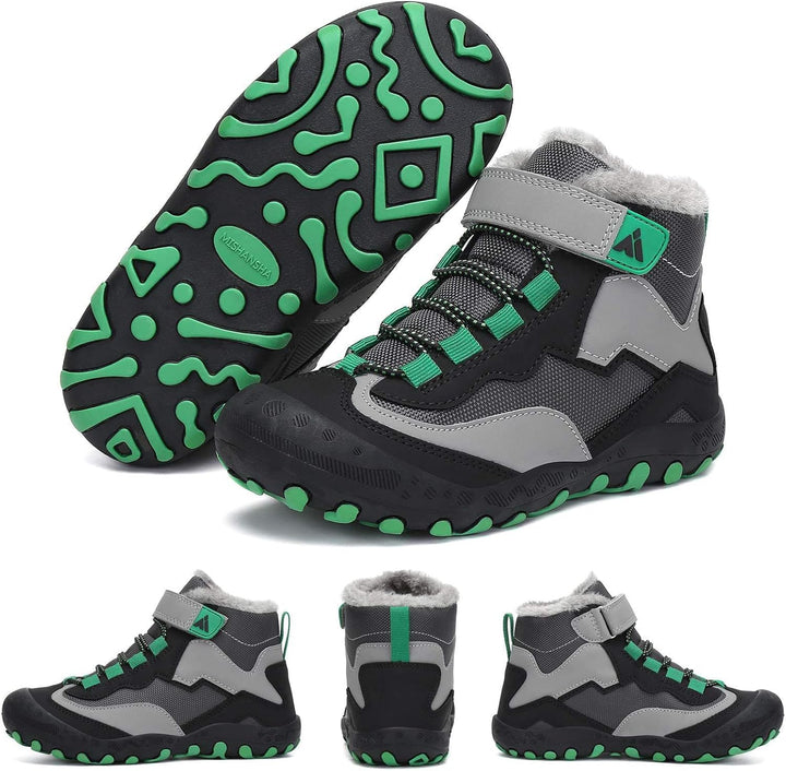 Mishansha Kinder Winterschuhe Gefüttert Winterstiefel für Jungen Mädchen Gr.24-38 28 EU Schwarz Grau