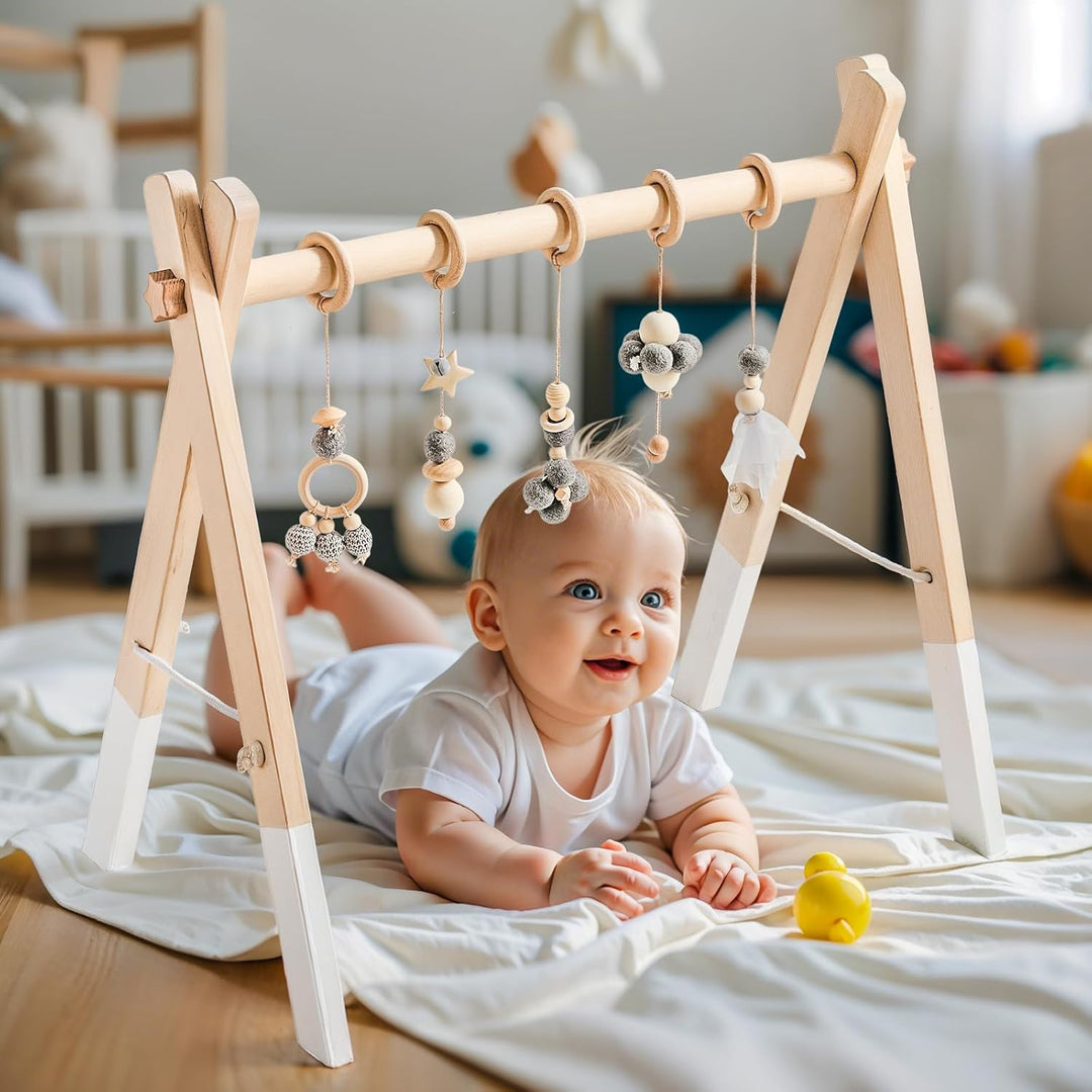 Spielbogen Baby Holz für Babies Baby Gym Holz Spielbogen Wickeltisch Neugeborenen Spielzeug Activity