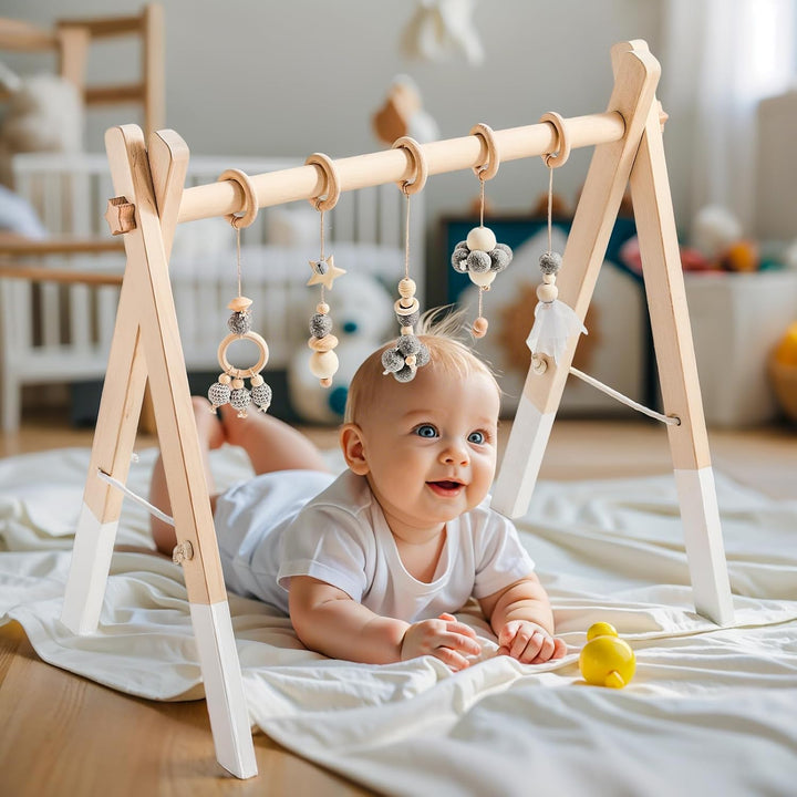 Spielbogen Baby Holz für Babies Baby Gym Holz Spielbogen Wickeltisch Neugeborenen Spielzeug Activity