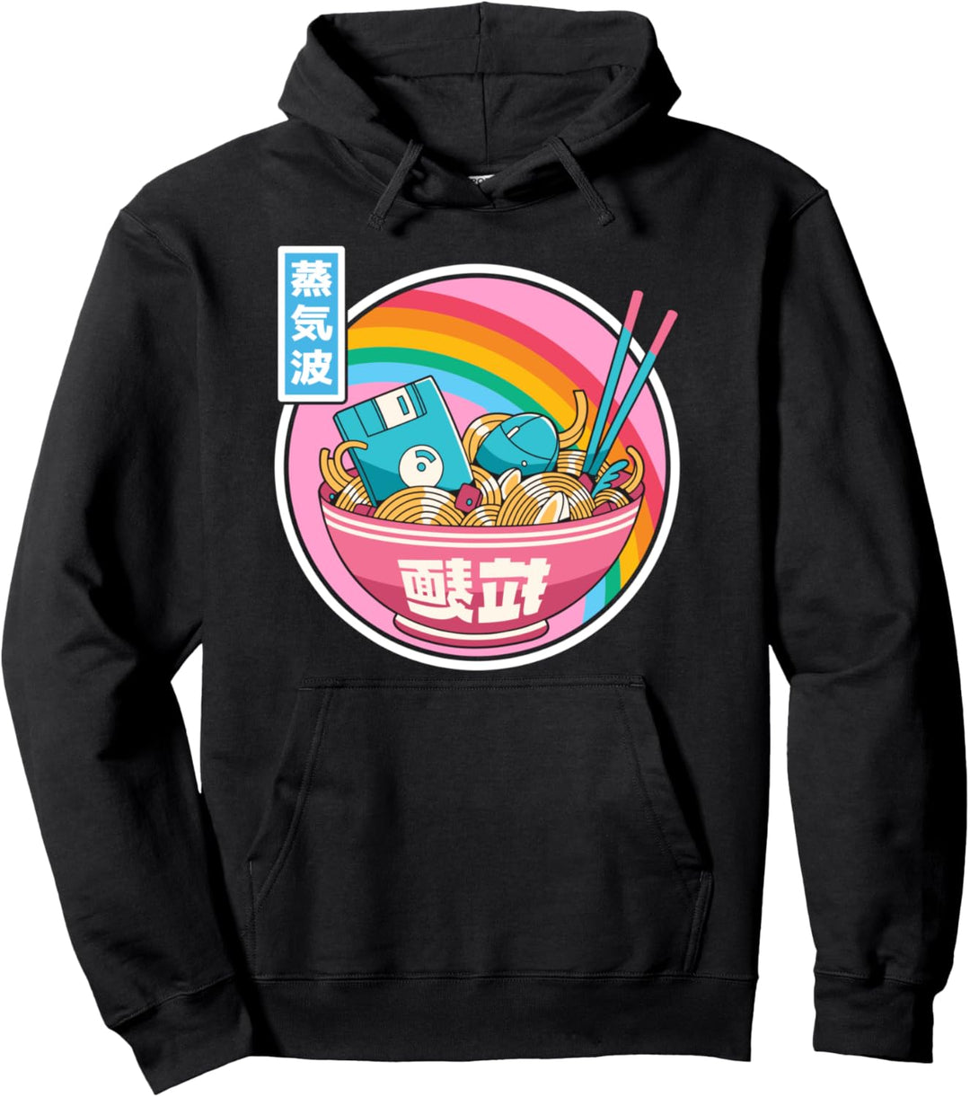 Digitale Ramenschale im japanischen Stil, Pastellfarben Pullover Hoodie