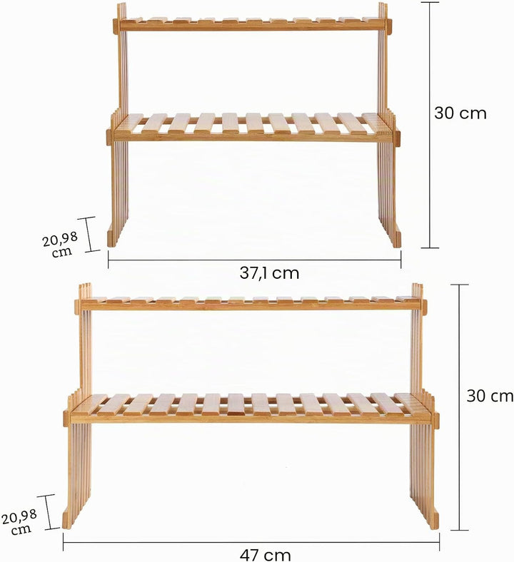 2 Tier Bambus-Pflanzenständer, Schreibtisch-Pflanzenständer, Verstellbarer Schreibtischständer, Büro