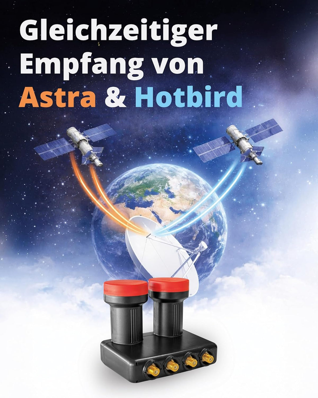 Megasat Diavolo Monoblock Quad LNB 0.1 dB, 40 mm