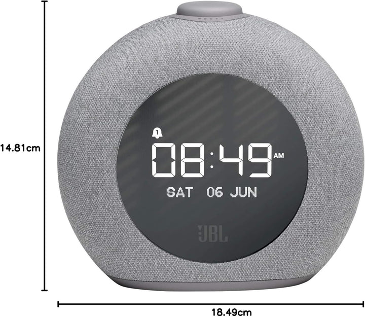 JBL Horizon 2 Radiowecker in Grau – Dual Wecksystem über Bluetooth, DAB+ und UKW Radio – LED Nachtli