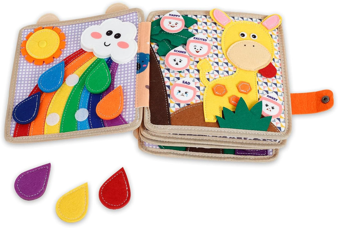 Spielzeug Busy Board Weicher Filz, 3D Filzbuch Montessori Babybücher aus Weichem Stoff Feinmotorik L