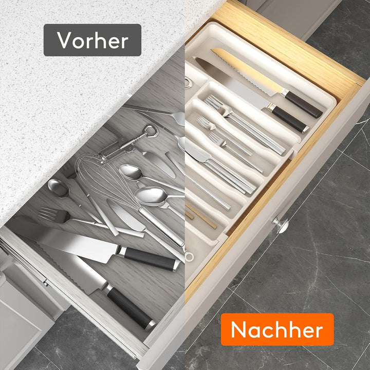 Lifewit Gross Besteckeinsatz für Schubladen,erweiterbarer Besteckhalter Utensilienhalter für Küchens