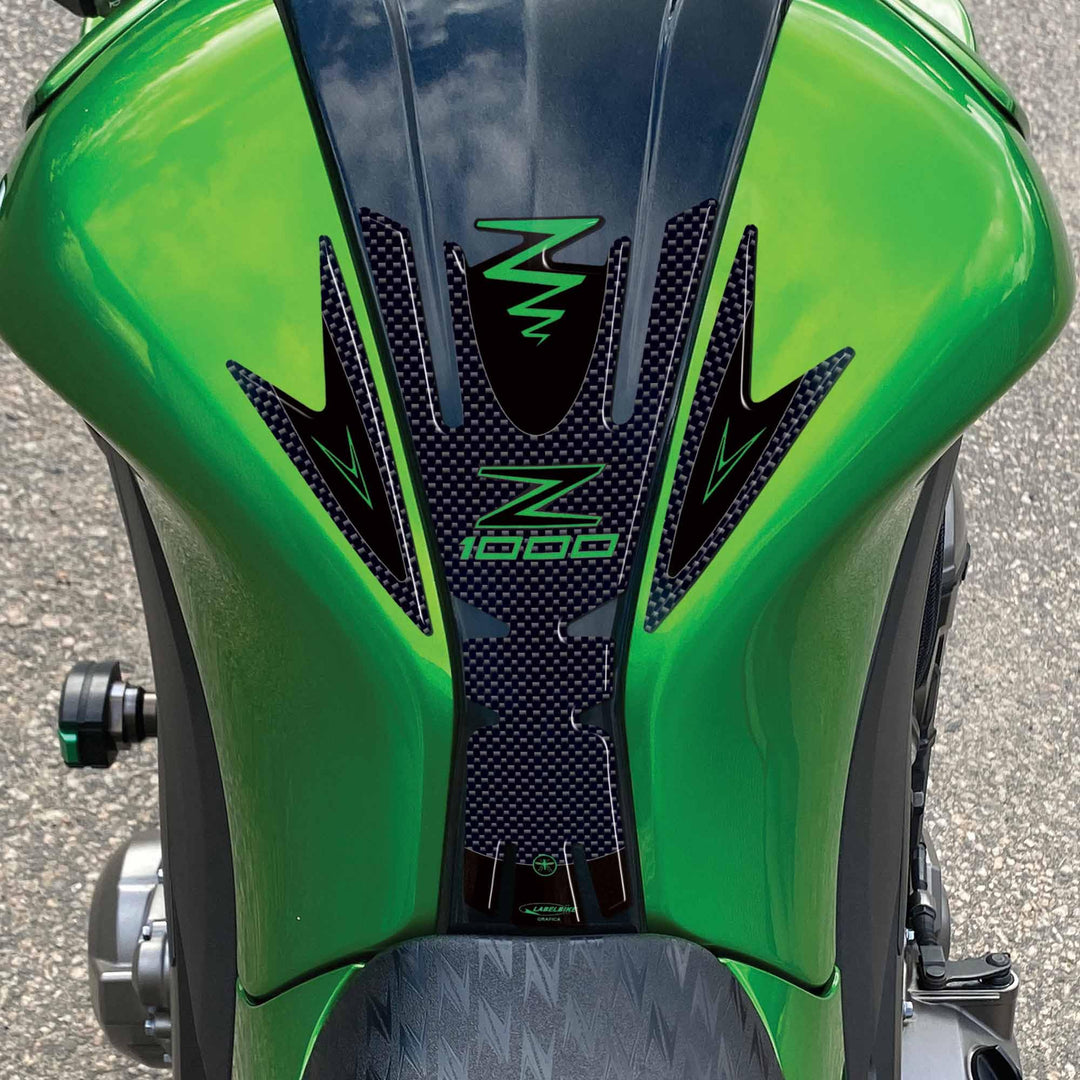 LABELBIKE 3D Aufkleber Motorrad Tankpad kompatibel mit Kawasaki | Z1000 2010-2013, Harzschutz, Kratz