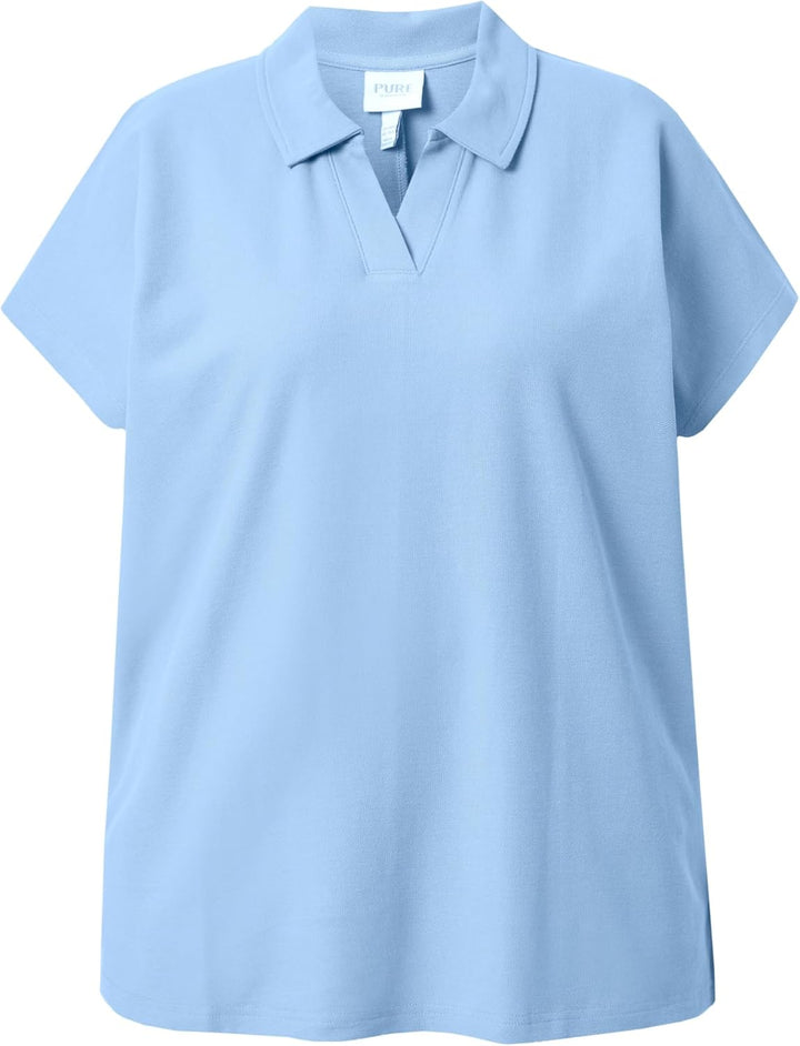 Ulla Popken Damen grosse Grössen Übergrössen Plus Size Poloshirt, Oversized, Polokragen, Halbarm, Bi