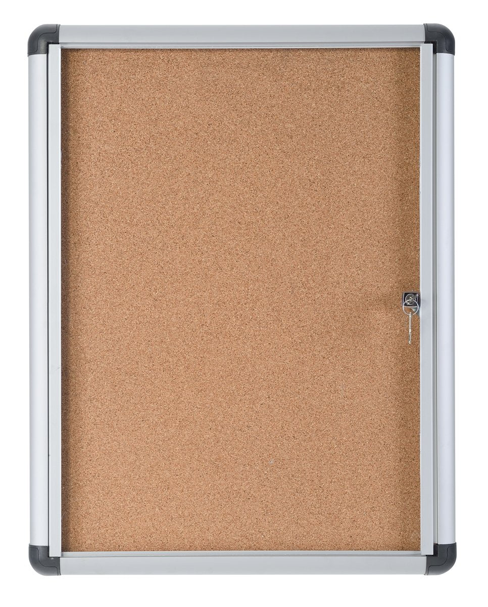 Bi-Office Schaukasten Vitrine"Enclore Extra", Kork, geeignet für 4 x DIN A4, silberner Aluminiumrahm