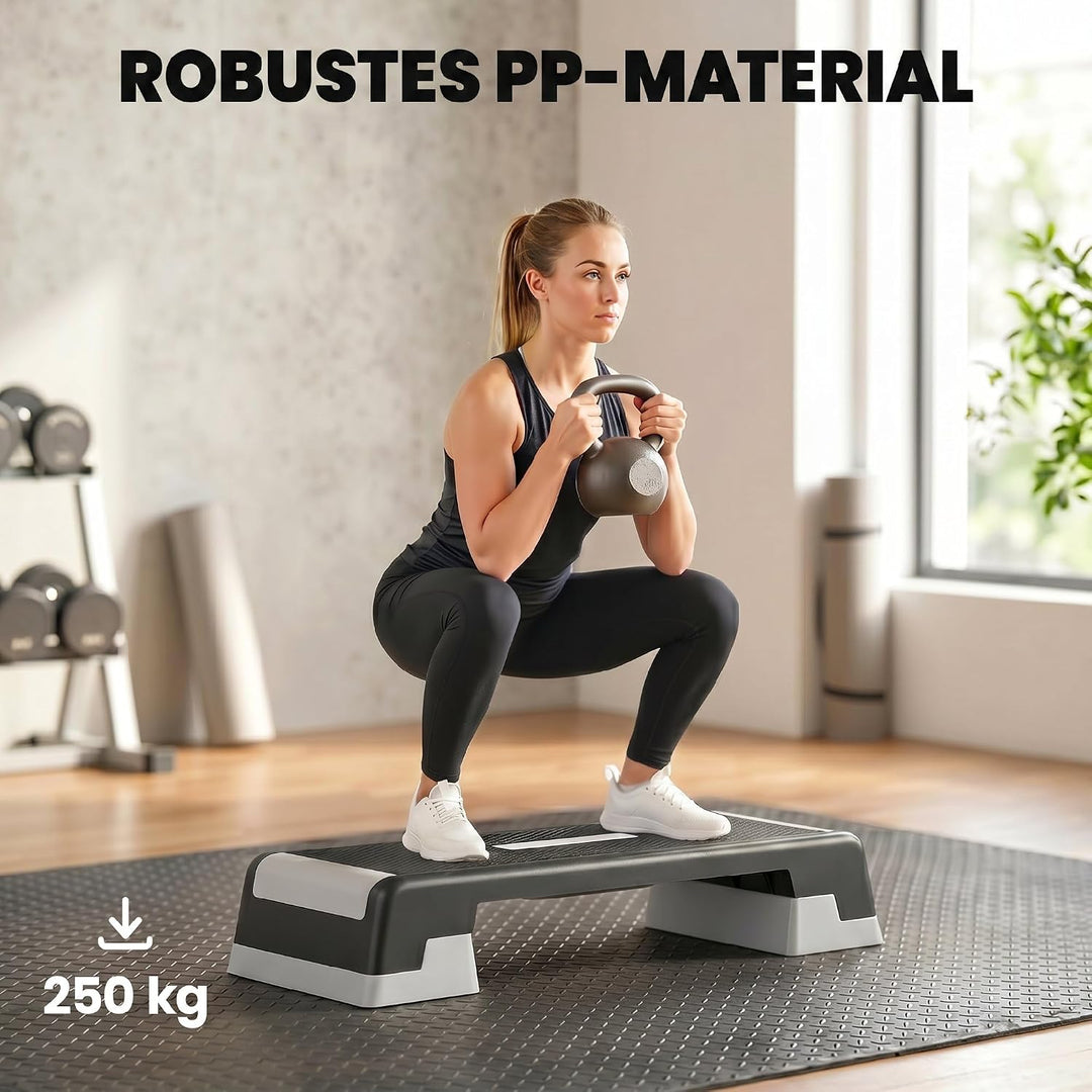 SPORTNOW Steppbrett höhenverstellbar Fitness Aerobic Stepper mit 3 Stufen (15/20/25 cm), Anti-Rutsch