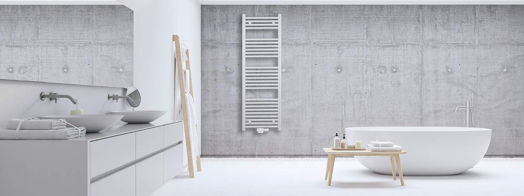 MC Heat Premium Badheizkörper (500x1400 mm Weiss) - Handtuchheizkörper - Handtuchwärmer mit Mittelan