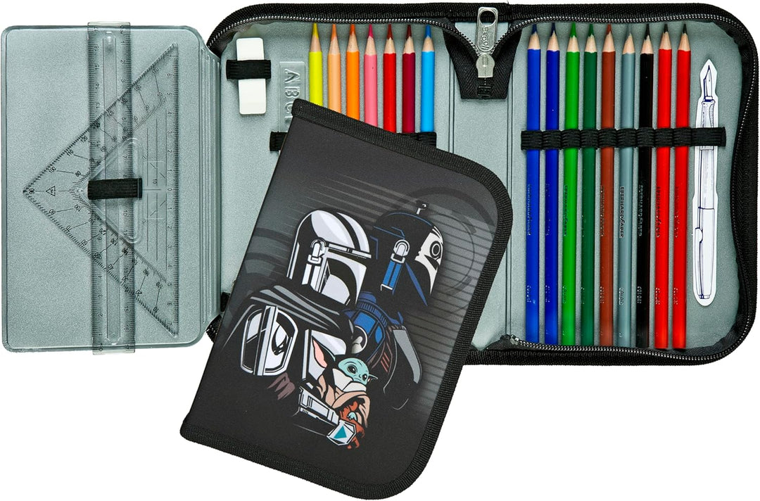 Scooli - Gefülltes Schüleretui Star Wars - Federmäppchen mit hochwertigen Stiften & Zubehör - Ideal