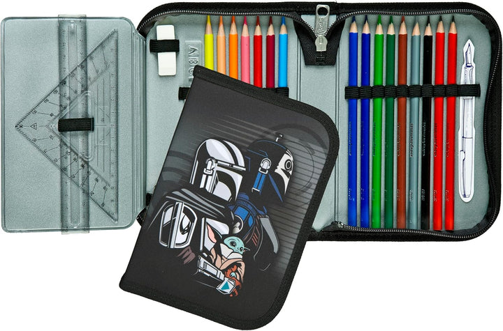 Scooli - Gefülltes Schüleretui Star Wars - Federmäppchen mit hochwertigen Stiften & Zubehör - Ideal