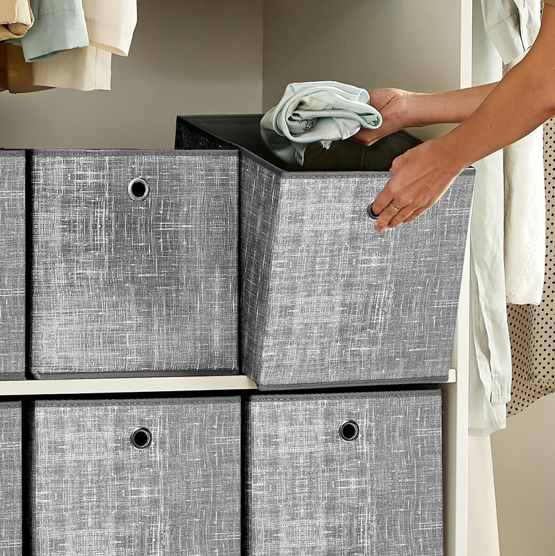 SONGMICS Aufbewahrungsbox, 6er Set, Ordnungsboxen aus Vliesstoff mit Griff, Boxen Aufbewahrung, 30 x