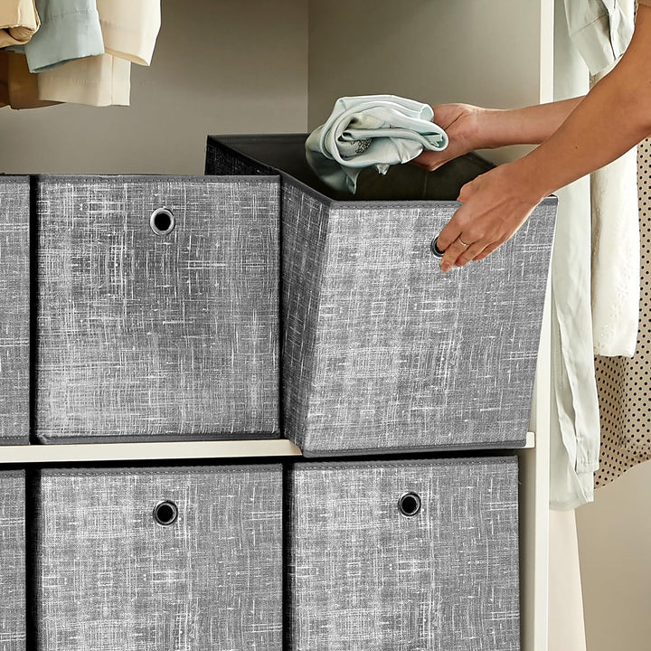 SONGMICS Aufbewahrungsbox, 6er Set, Ordnungsboxen aus Vliesstoff mit Griff, Boxen Aufbewahrung, 30 x