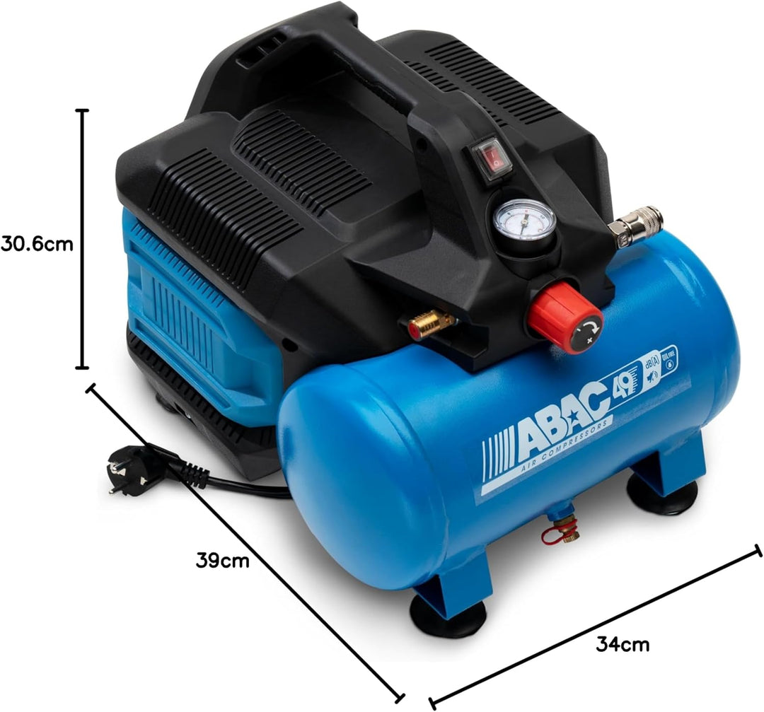ABAC Geräuscharmer Tragbarer Luftkompressor EASE-AIR 6, Ölfreier Luftkompressor, Maximaler Druck 8 B