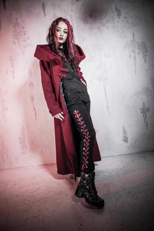Gothicana by EMP Damen violetter Mantel mit grosser Kapuze L Rot, L Rot