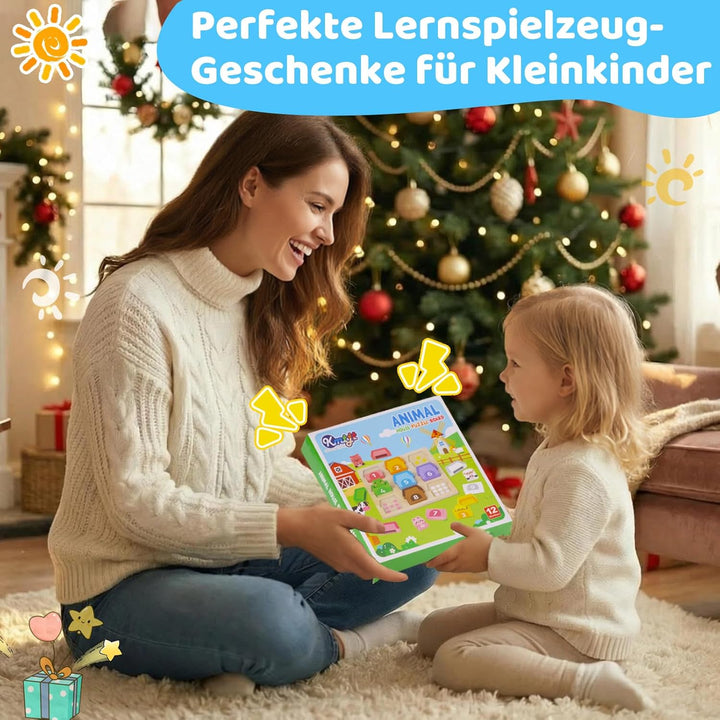 KMTJT Montessori Holzspielzeug ab 1 Jahr – Bauernhof Tier-Puzzle &amp; Sortierspiel mit Zahlen, Pädagogi