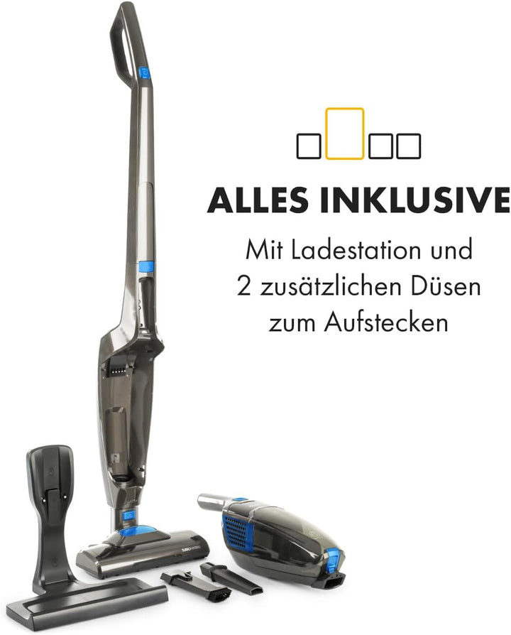 Klarstein TurboHybrid Zyklon Staubsauger, Akku Staubsauger, Staubsauger Kabellos für 50min Betriebsd