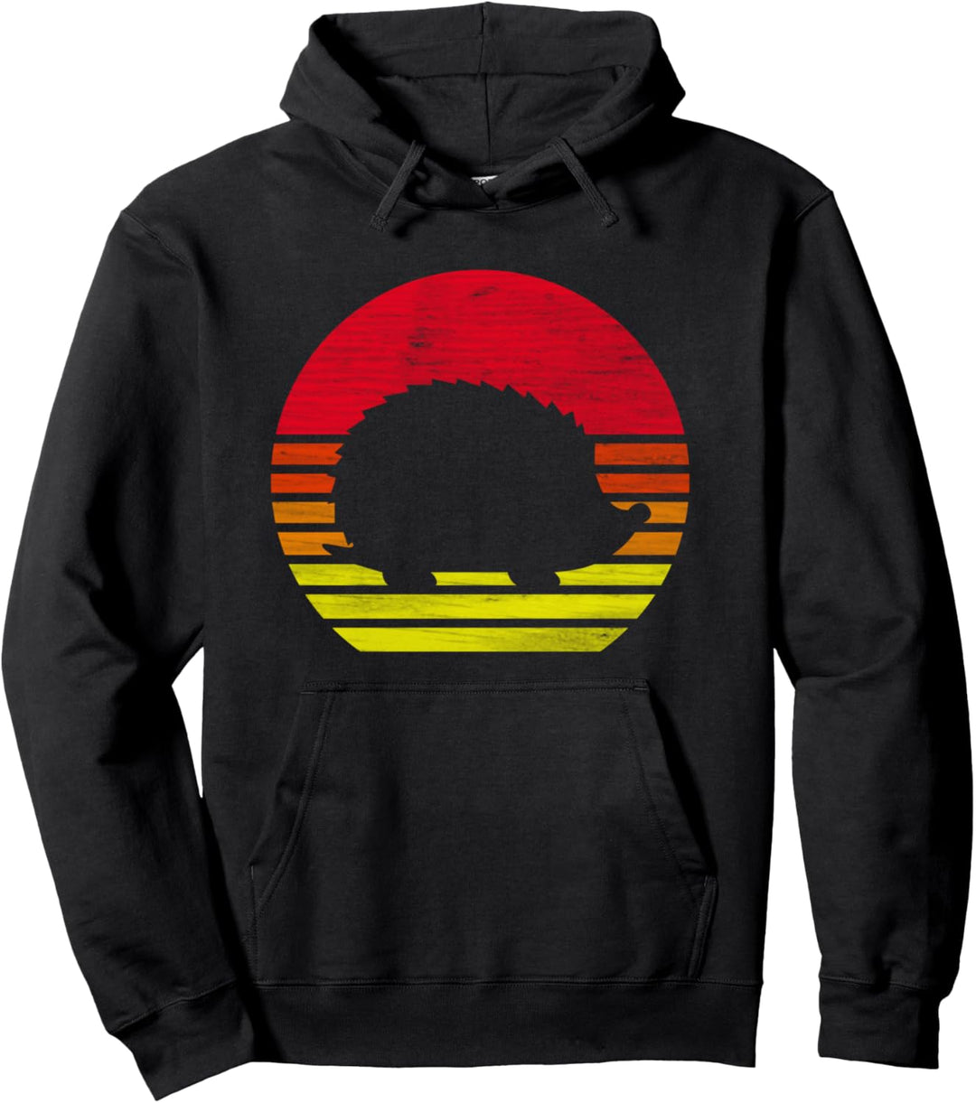 Retro-Igel-Silhouette Pullover Hoodie