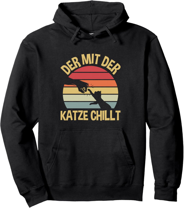 Der Mit Der Katze Chillt Katzen Katzenpapa Katzenbesitzer Pullover Hoodie