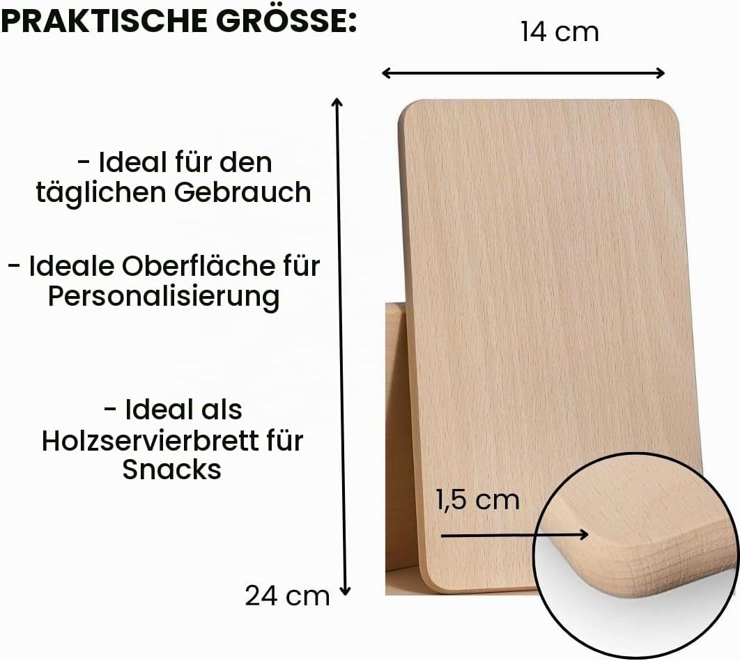 Frühstücksbrettchen Holz - 50er Set Natur Buche unbehandelt - Holzbrettchen - Küchenbrett Brot Küche