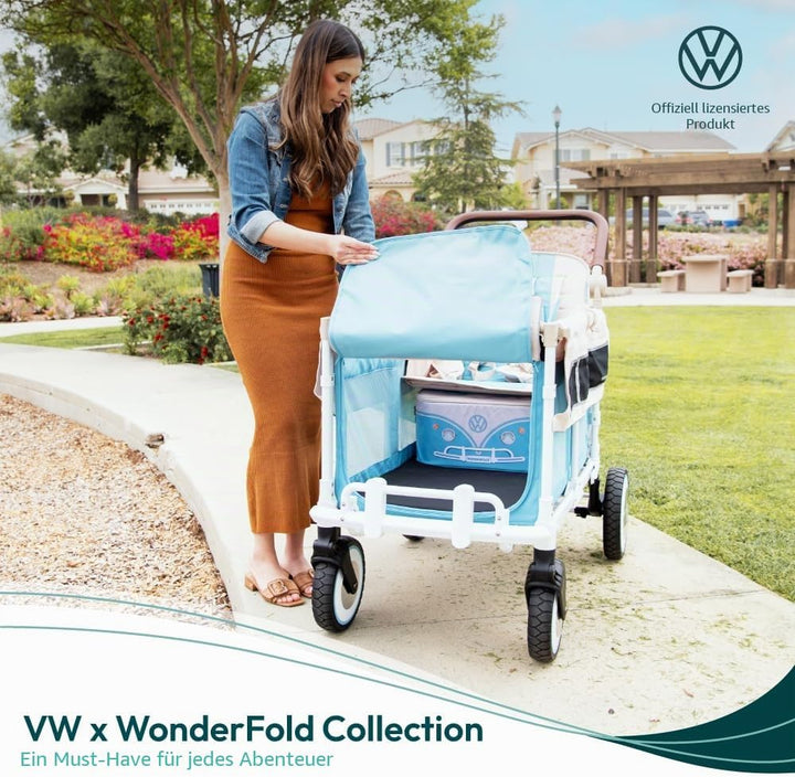 WONDERFOLD VW Parents Konsole Kinderwagen Organizer mit Getränkehalter Wickeltasche Buggy Salbeigrün