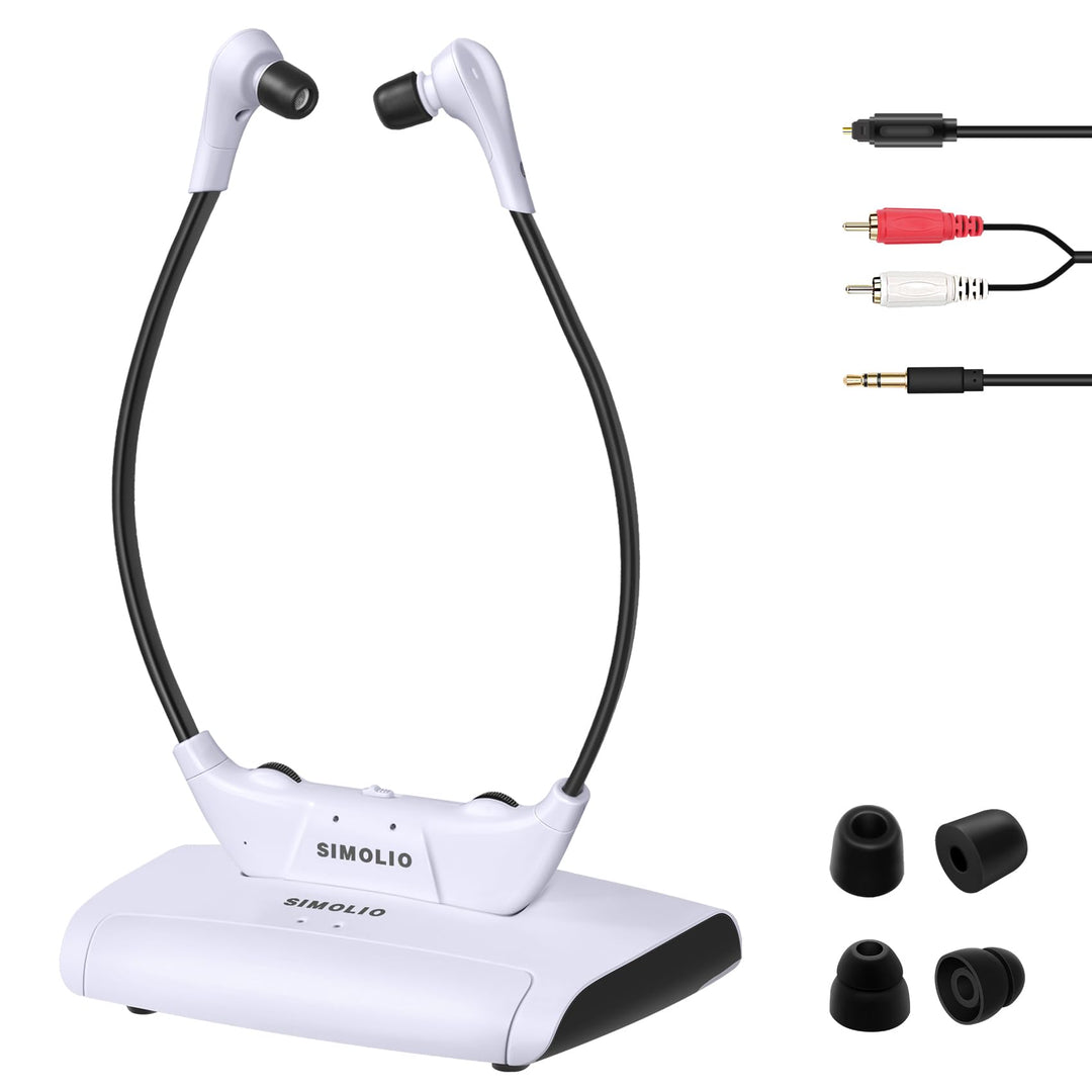 SIMOLIO Kabellose TV Kopfhörer SM-823D Pro Wireless TV Kopfhörer für Senioren, Persönlicher Audio-Ve