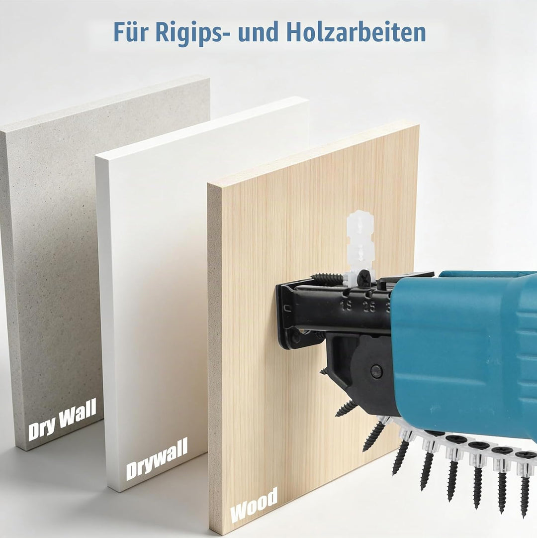 Akku Trockenbauschrauber mit Magazinaufsatz, Magazinschrauber | mit automatischer Schraubenzuführung