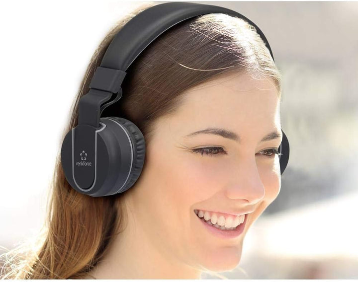 Renkforce RF-BTK-100 On Ear Headset Bluetooth® Schwarz, Grau Headset, Faltbar