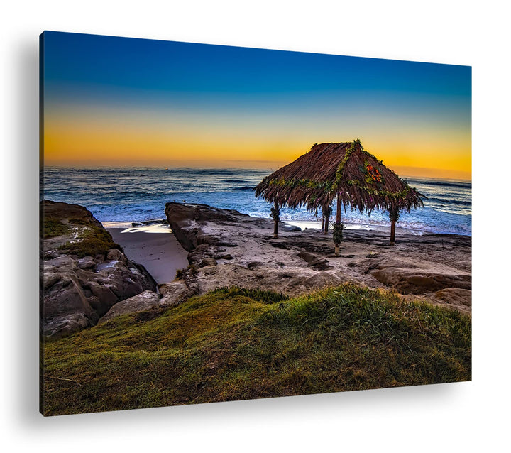 deyoli tropische Hütte am Strand Format: 80x60 als Leinwand, Motiv fertig gerahmt auf Echtholzrahmen