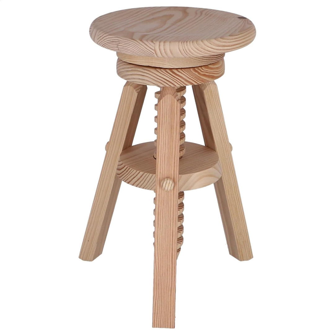 WELL HOME MOBILIARIO & DECORACIÓN Runder Drehhocker aus Holz, lackfrei, 29 x 29 x 64 cm