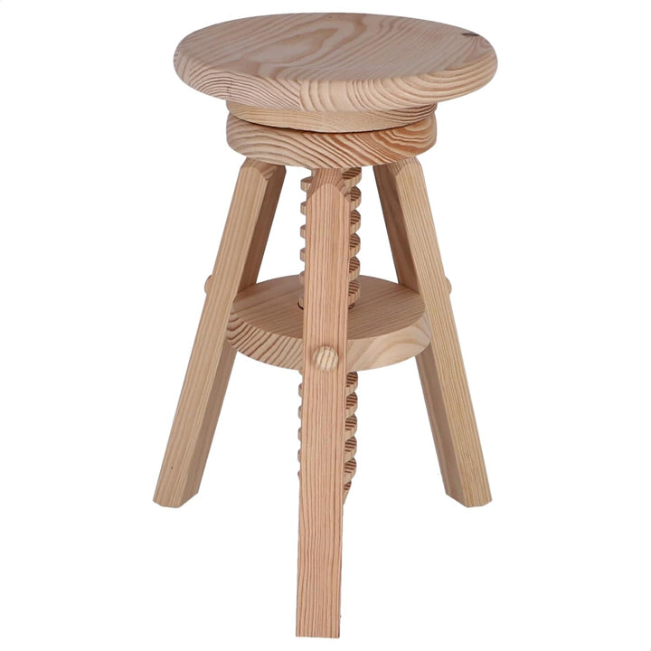 WELL HOME MOBILIARIO & DECORACIÓN Runder Drehhocker aus Holz, lackfrei, 29 x 29 x 64 cm