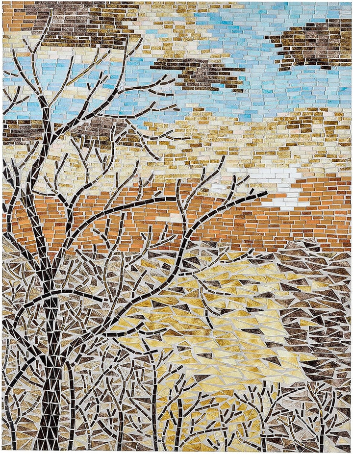 Moderne abstrakte Wanddekoration mit Mosaik Akzent Stück mehrfarbig Tamiang