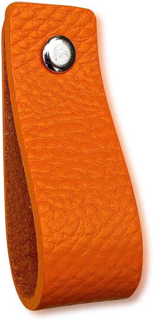 Brute Strength - Ledergriffe für Möbel - Orange - 6 Stück - 16,5 x 2,5 cm - Schrankgriff, Türgriff f